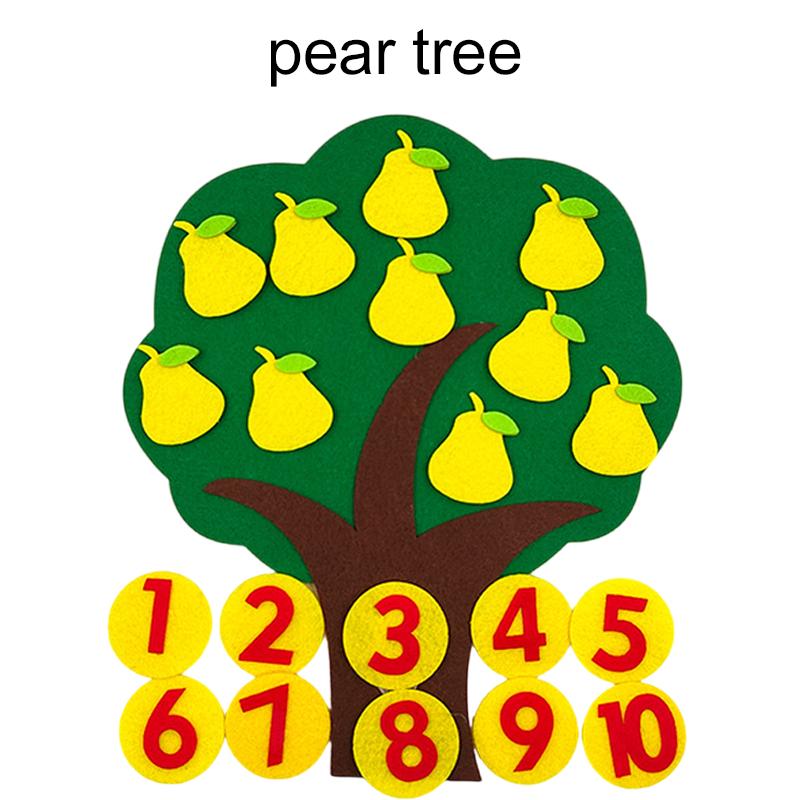 Детский пазл из фетра, нетканый материал, фруктовое дерево, цифровые игрушки Монтессори, интеллектуальное образование в раннем детстве, детские игрушки TMZ