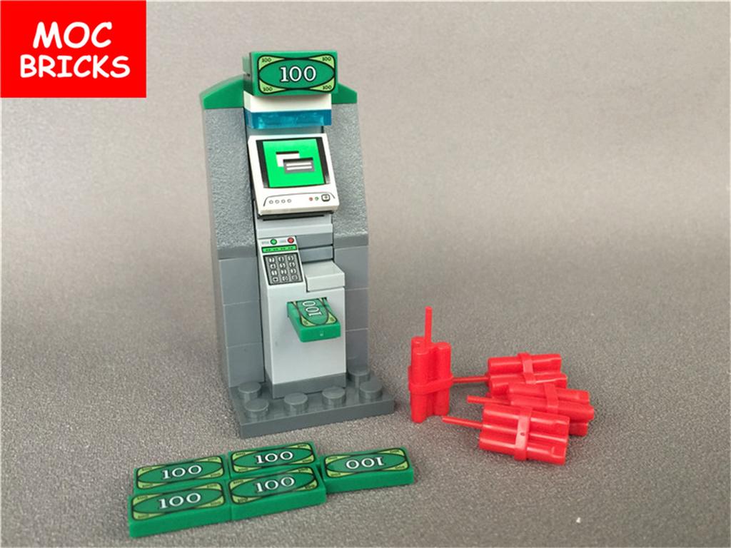 Нетоксичные кубики Moc Город Ужасов Золотой Серебряный Пистолет для Денег Монеты Мешок с Долларами Портфель Фигурка 4 см Аксессуары Полиции Строительный Блок Детские Игрушки