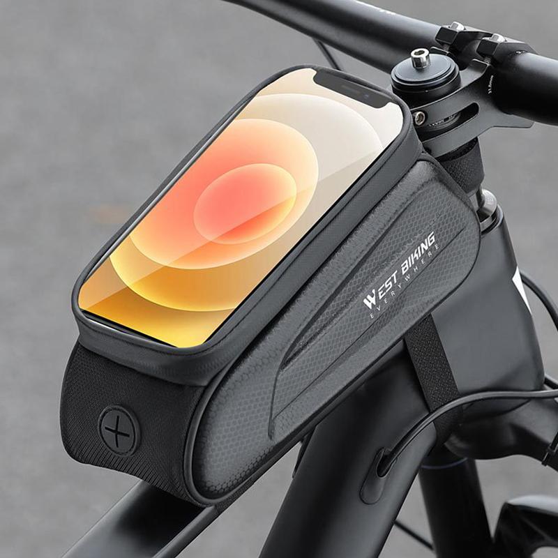 Сумка для телефона с сенсорным экраном West Biking 7,0 дюйма, светоотражающая сумка для верхней трубы велосипеда, водоотталкивающая сумка для передней рамы из прочного материала Eva