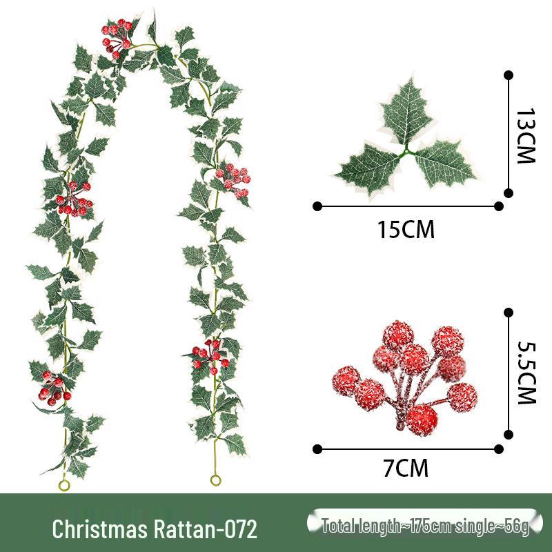 Red Berry Christmas Vine Decoration with Simulated Leaves