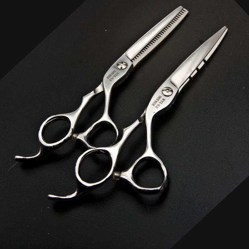 Haircut Scissors Professional Hairdressing Scissors Set Hairdresser Practice Cutting Hair Flat Cutting Tooth Scissors