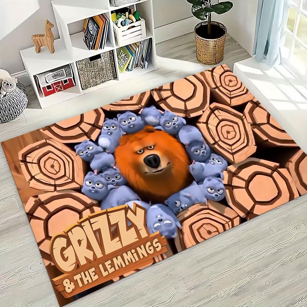 Забавный ковер-ковер из мультфильма «Гризли и лемминги» для спальни, гостиной, дивана, придверный коврик, декор, большой детский игровой нескользящий коврик для пола