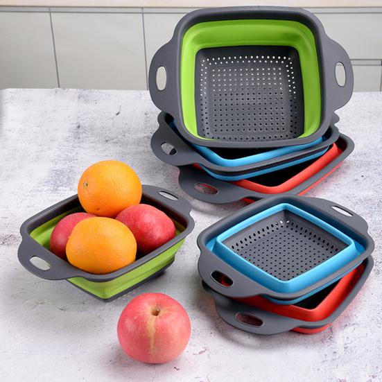 Складная корзина для слива с быстрым сливом, термостойкая, без содержания бисфенола А, кухонный дуршлаг для фруктов и овощей с ручками