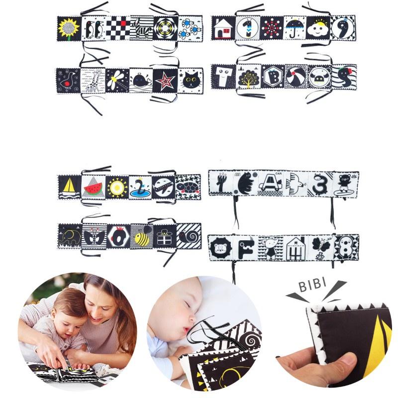 Новый трансграничный черно-белый двусторонний бортик-книжка для детской кроватки с 3D-игрушкой для раннего развития, устойчивой к разрыву, и BB-устройством