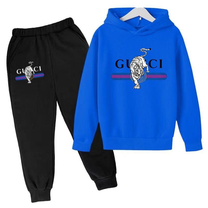 Children New Tiger Print Hoodie Clothes Autumn Winter Casual Long Sleeve Pullover 2pcs Top+Pants Brand Girl Boy 3-12Yrs Coat Set