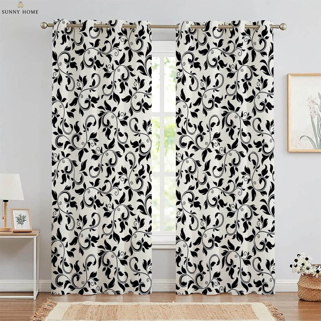 Шторы с акварельным цветочным принтом в пасторальном стиле из полиэфирного волокна, пригодные для машинной стирки, для спальни, гостиной, декоративные шторы, 2 шт.