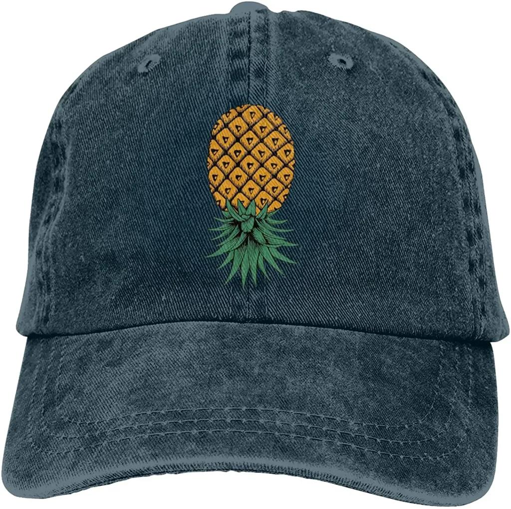 Upside Down Pineapple Embroidered Baseball Cap Vintage Washed Adult Unisex Casual Adjustable Dad Hat