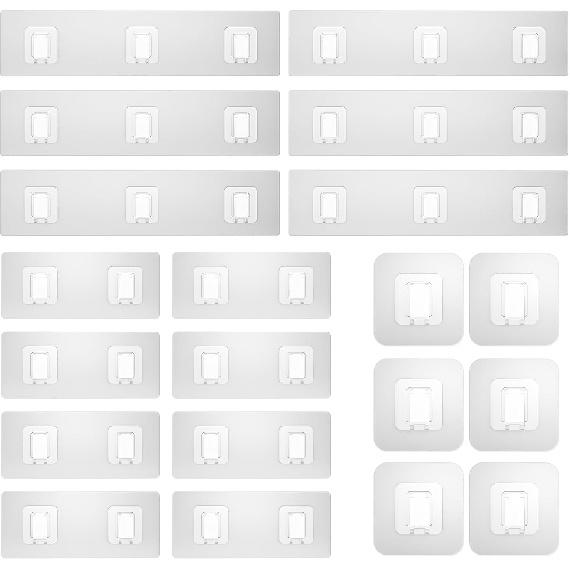 14 Pack Shower Caddy Adhesive Replacement Flat, Transparent Strong Adhesive Hooks, No Drilling, Waterproof Wall Hooks for Shower Caddy, Bathroom