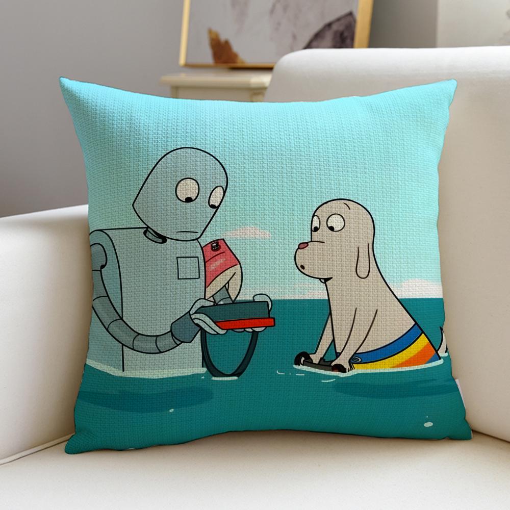 Heartwarming RRobot DreamsS Cushion Cover Breathable and skinfriendly linen pillowcase square removable and washable cushion