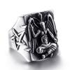 Gothic Vintage Stainless Steel Baphomet Ring Seal of Sata Pentagram Sigil Statement Rings for Men Women Fashion Biker Jewelry