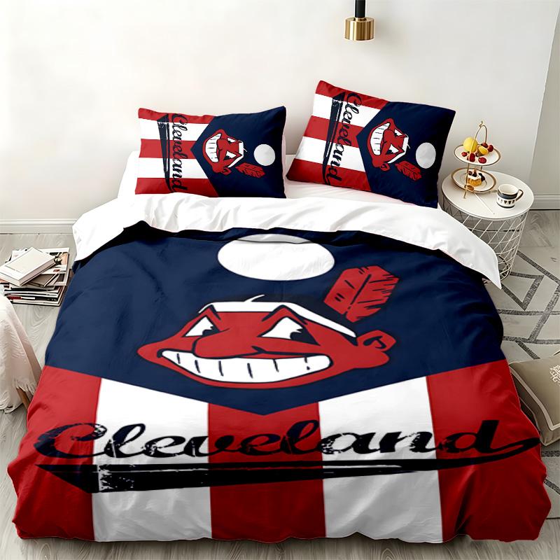 Cleveland Guardians Комплект из 3 предметов Идеально подходит для спальни Удобный комплект постельного белья включает пододеяльник и две наволочки Идеальный подарок на день рождения или Рождество