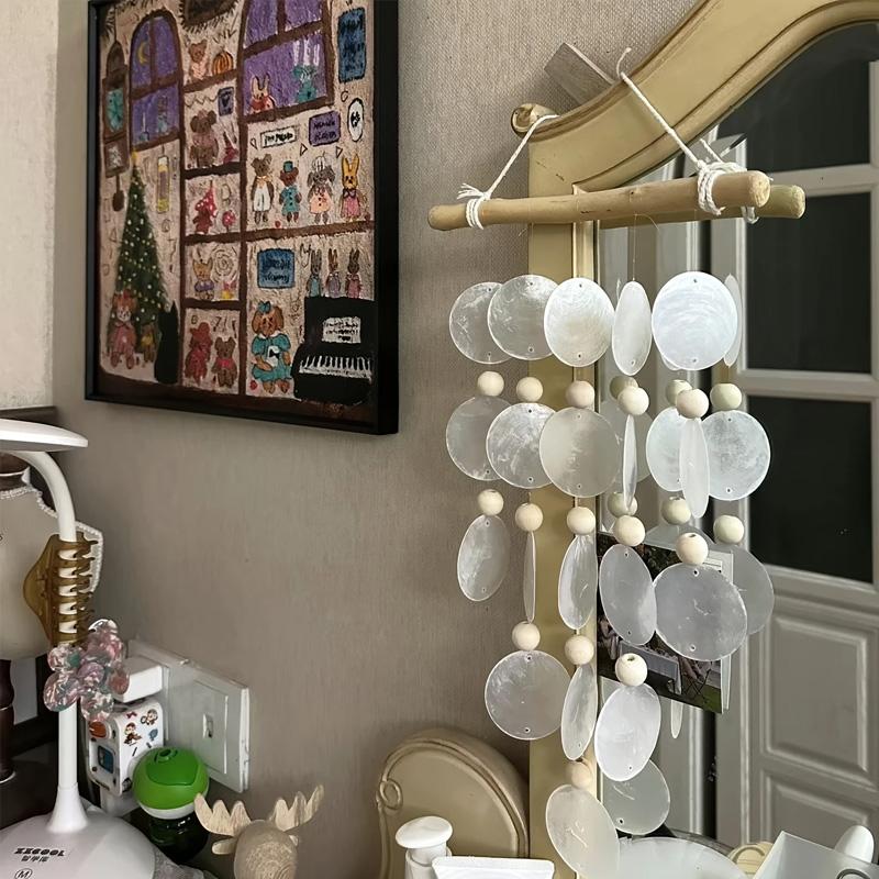 1PC DIY Seashell Air Hanging Ornaments Retro-Style Eco-Friendly Natural Boho Shell Wind Chimes Shell Wind Chime Materials