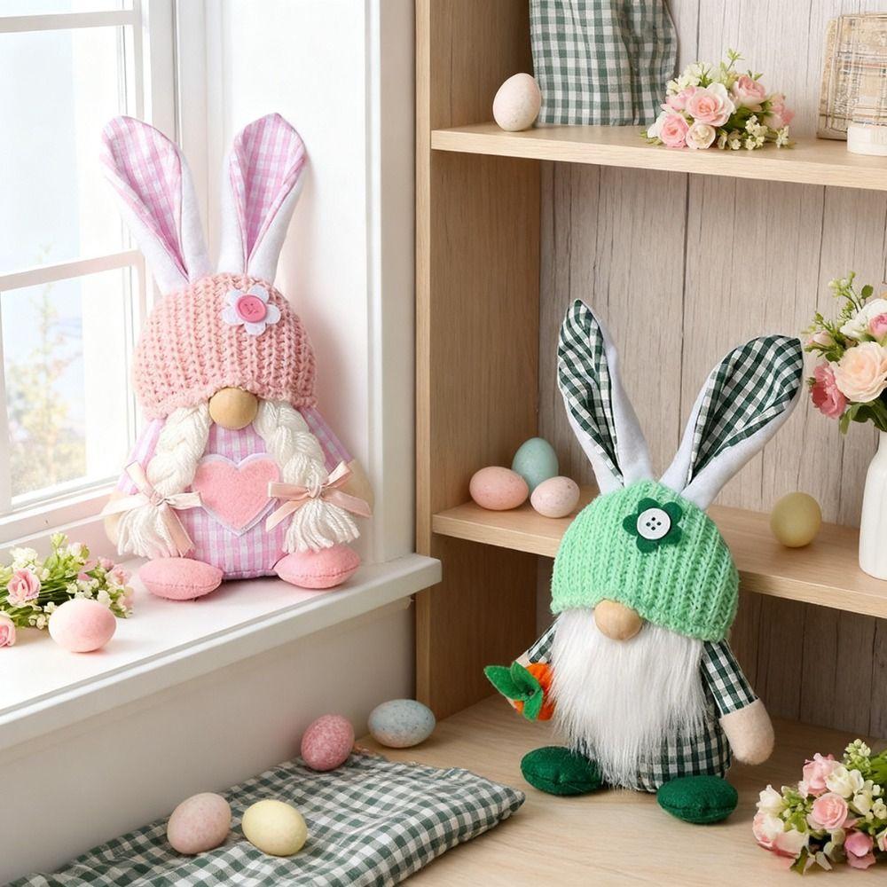 Easter Decor Faceless Couple Doll Plush Material Bunny Dwarf Ornament  Home Decoration