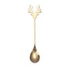 Tableware Christmas Deer Head Stainless Steel Christmas Spoons Tea Scoop Coffee Scoops Xmas Antlers