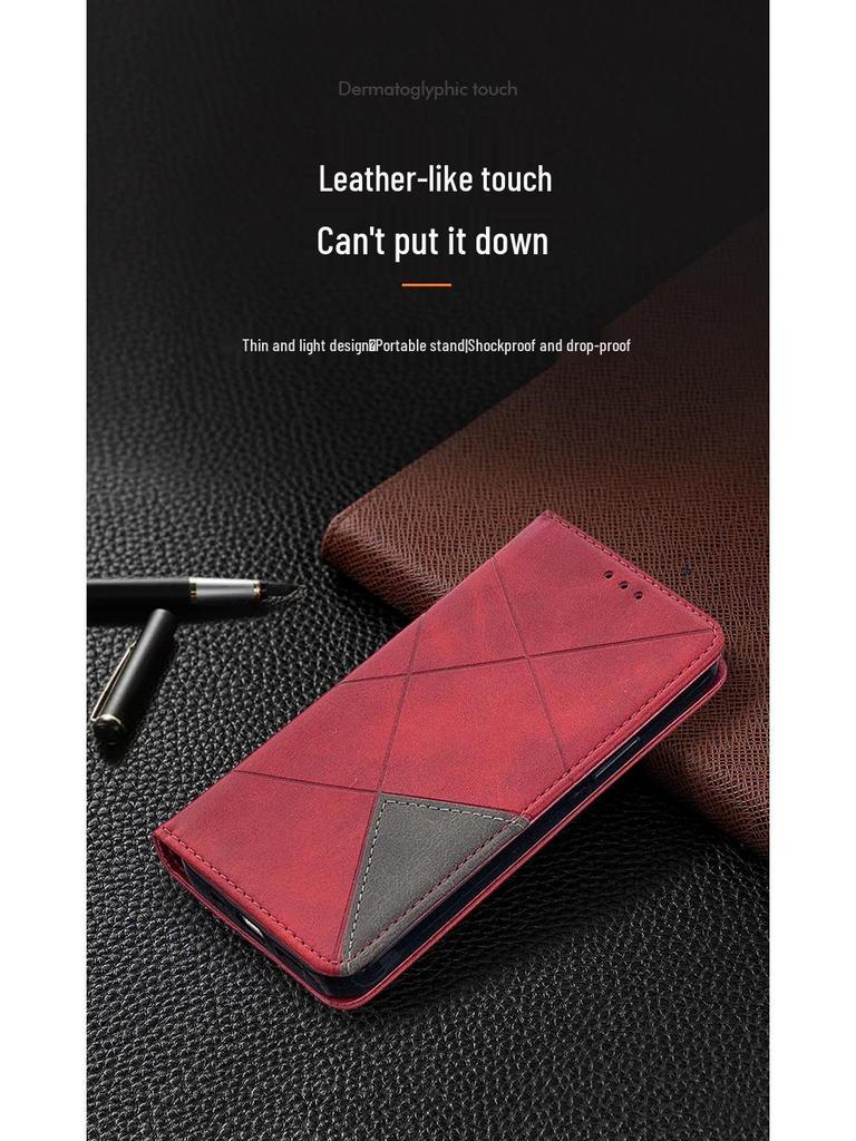 Apple 16 Diamond Pattern Leather Case for iPhone 15/16 Pro - Cowhide Texture Protective Cover