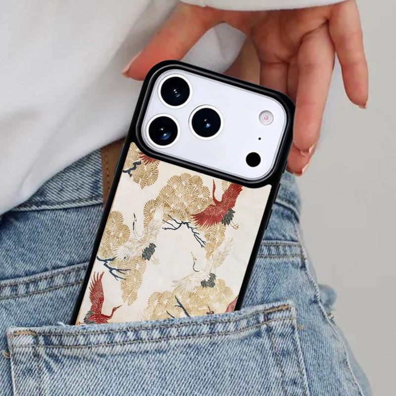 Японские журавли Арт Чехол для телефона для iPhone 16e 15 14 13 12 17 Pro Max Plus Air 17pro Чехол