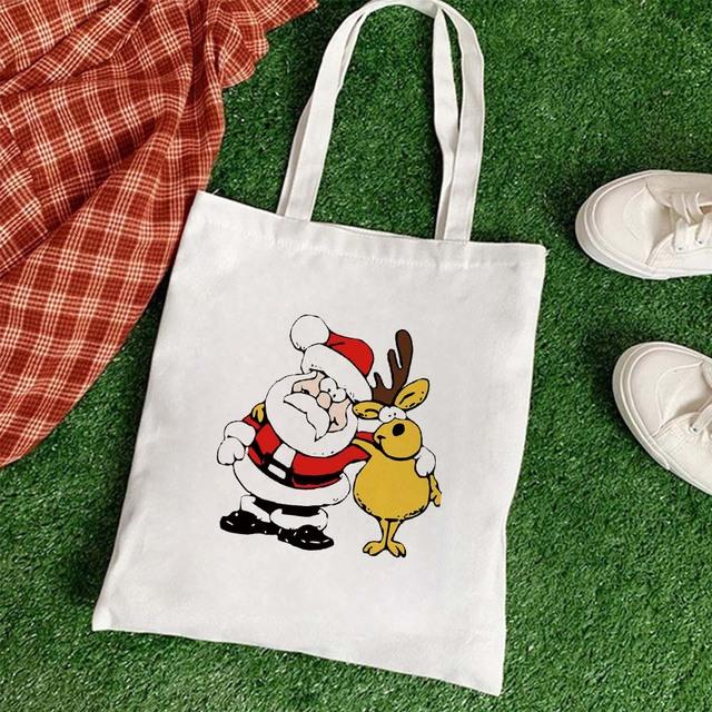 Большая вместительная сумка для книг, многоразовые рождественские сумки на плечо, ручная сумка Санта-Клауса, складная сумка для покупок, повседневная холщовая сумка-тоут, подарочные пакеты