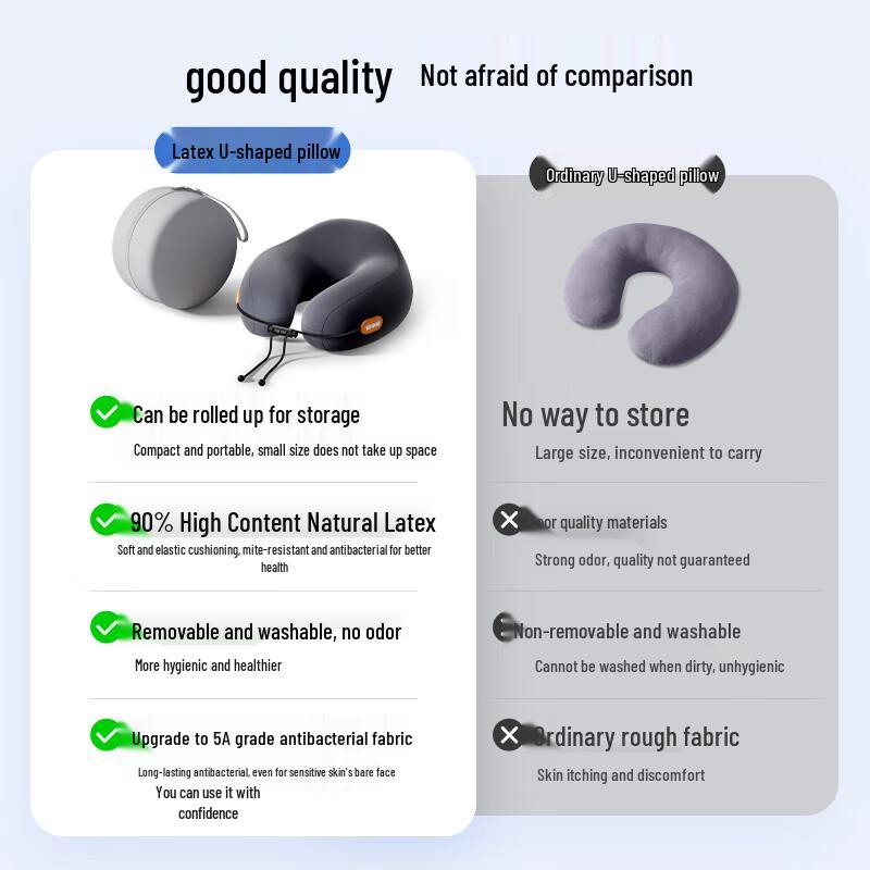 Natural Latex U-Shaped Travel Neck Pillow