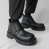 Мужские ретро панк ботинки на толстой подошве платформе, ботинки-лифты, черные, на молнии, с круглым носком, мотоциклетные ботинки, высокие ботинки, большие размеры