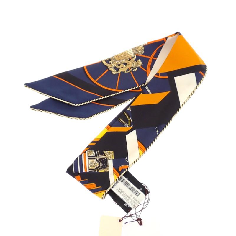 HERMES H853932S_22 scarf Orange/Navy silk Women