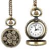 Vintage Pocket Watch Bronze Color Quartz Watch Cool Chain Hollow Love Heart Watches Necklace Pendant Gifts For Women Man