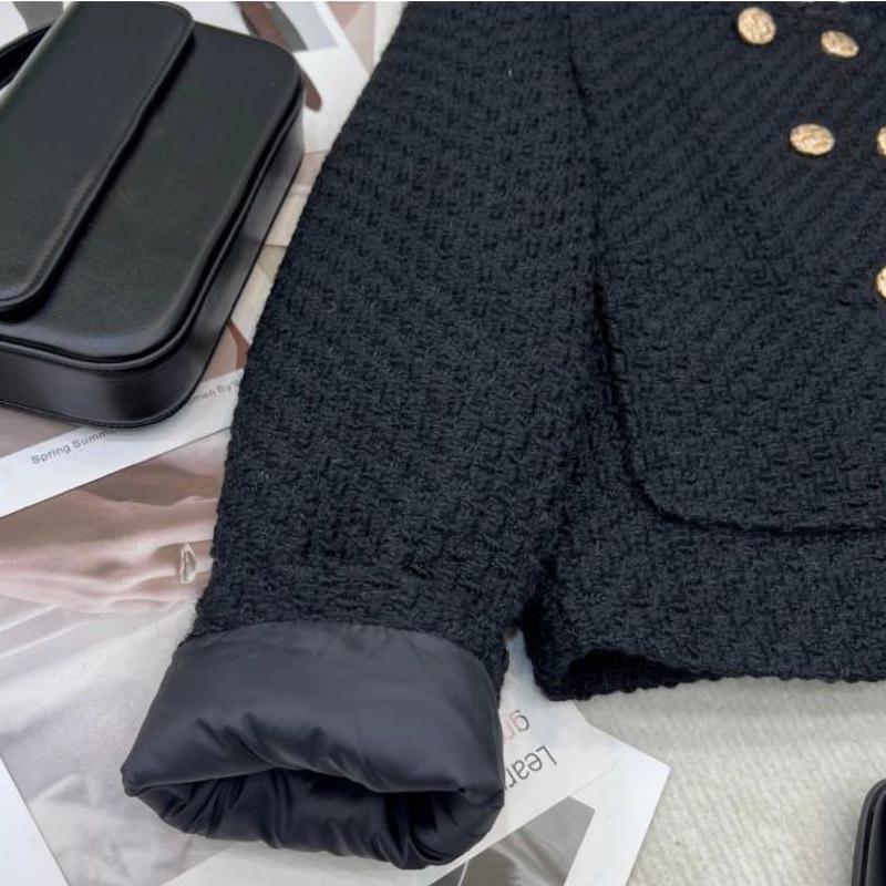 Внутренняя Двубортная Короткая Куртка Осень Зима Элегантная Женская Мода