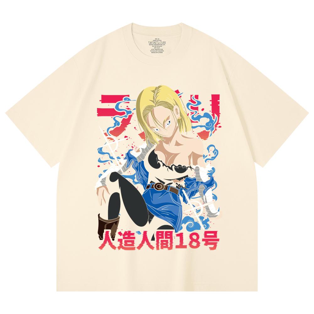 Хлопковая футболка унисекс 230 г/м² 100% хлопок, принт Dragon Ball V24 Android, тяжелый хлопок