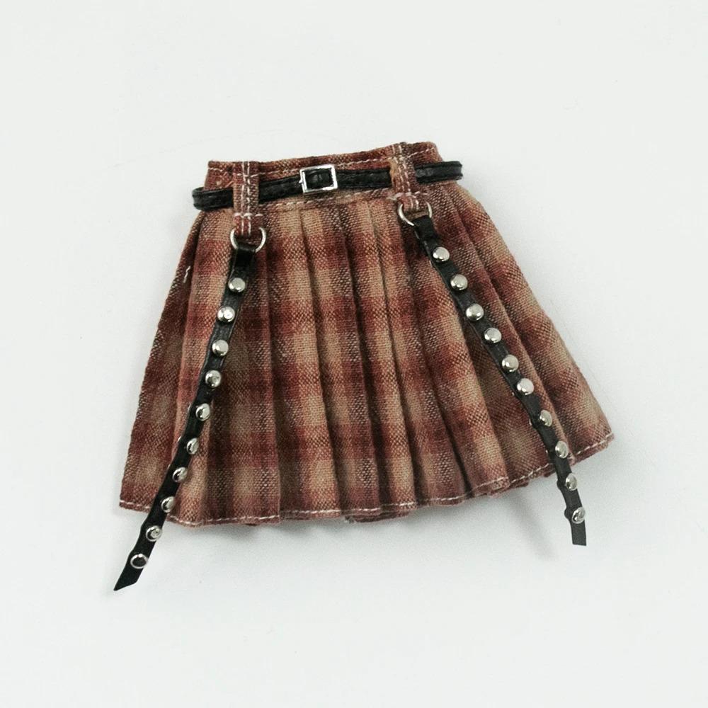 Одежда для Blythe Клетчатая плиссированная юбка Топ без бретелек Тюлевое платье Комплект юбка с оборками для кукол Licca Azones Ob22 Ker YMY аксессуары