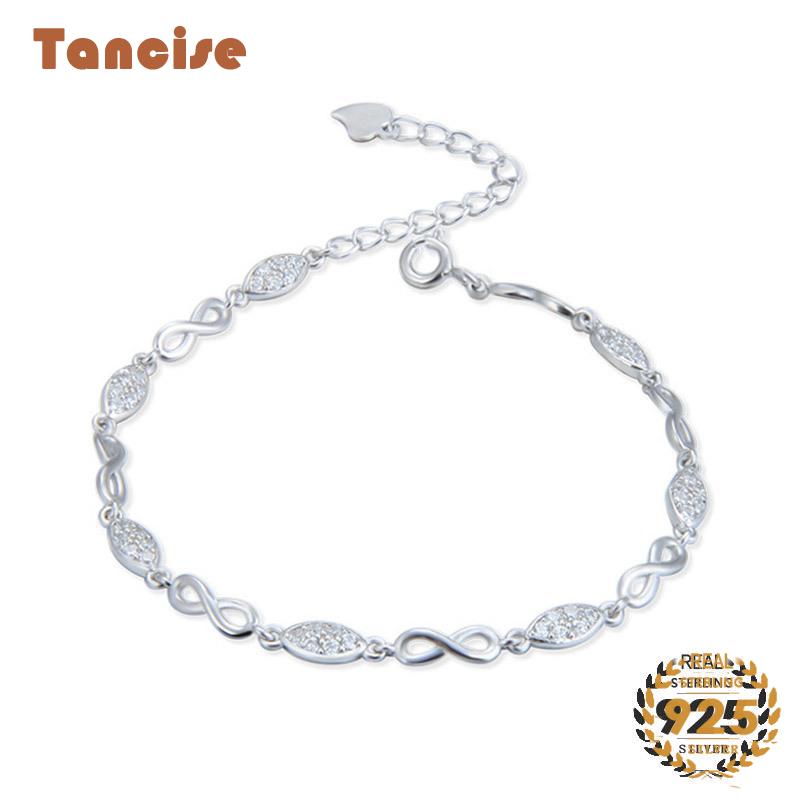 Tancise Fashion 925 Sterling Silver Bracelet with AAA Zircon Fine Jewellery for Women Wedding Anniversary Party Gift Bracelet