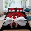 White Swan Rose Romantic 3D Printed Bedding Set Comforter Duvet Cover Set King Queen Twin Size Birthday Gift Bedroom Decoration