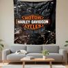 Tapestry Harley Davidson Black Motorcycle Collage Rider Wood Poster Wall Hanging for Garage Room