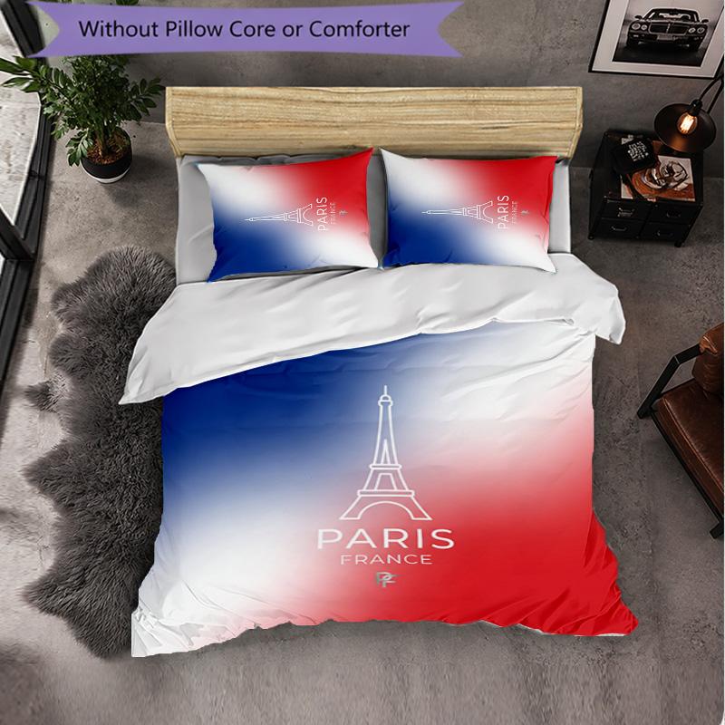France Football Pattern 3 Pieces Bedding Set Soft Microfiber Duvet Cover with Pillow Cases for Bedroom
