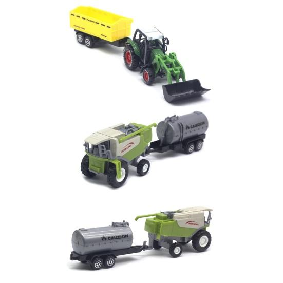 4 шт./компл. 1:55 игрушечный фермерский трактор с задним ковшом, подвижными шарнирами, реалистичный комбайн для малышей, модель грузовика, игровой набор, подарок для мальчиков