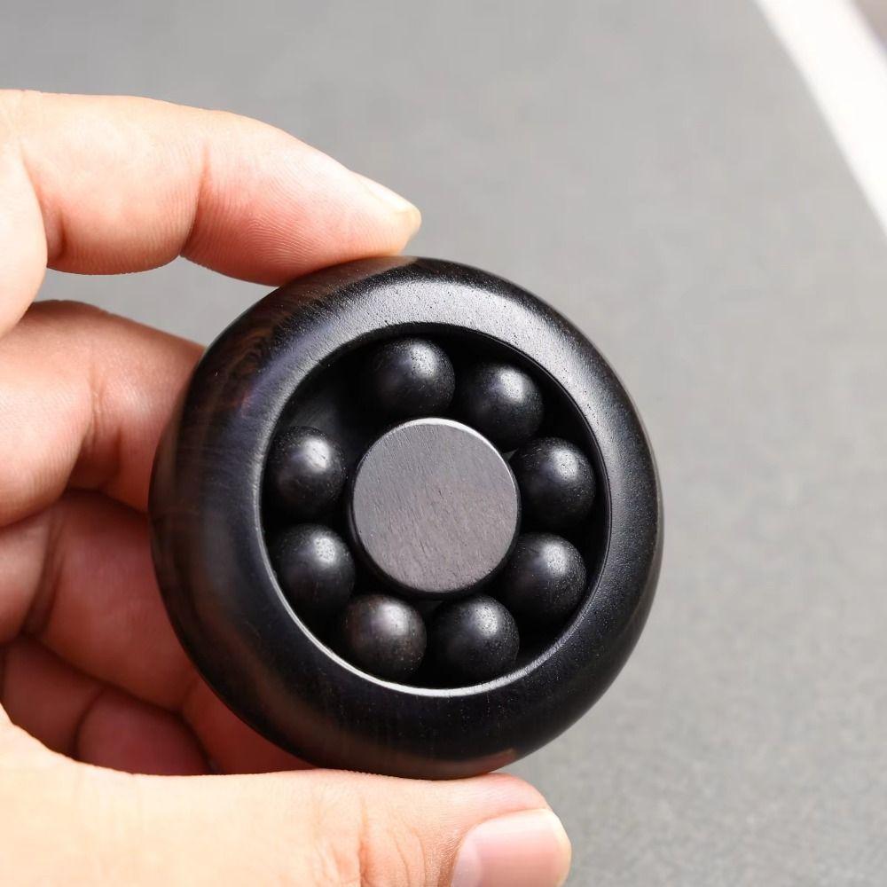 Solid Wood Stress Relief Fidget Toy Round Fidget Spinner Unique Wooden Fortune Bead Hand Exercise