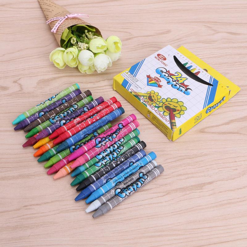 Набор цветных карандашей для рисования студентов, красочные детские краски, ручка-стик, 8/12/24 цвета