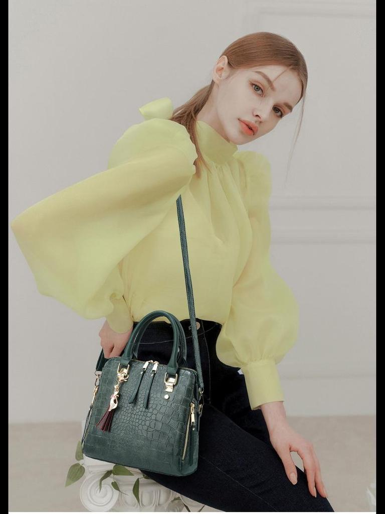 2024 Женский комплект сумок для матери и ребенка с крокодиловым узором: Вместительная, модная сумка через плечо на одно плечо