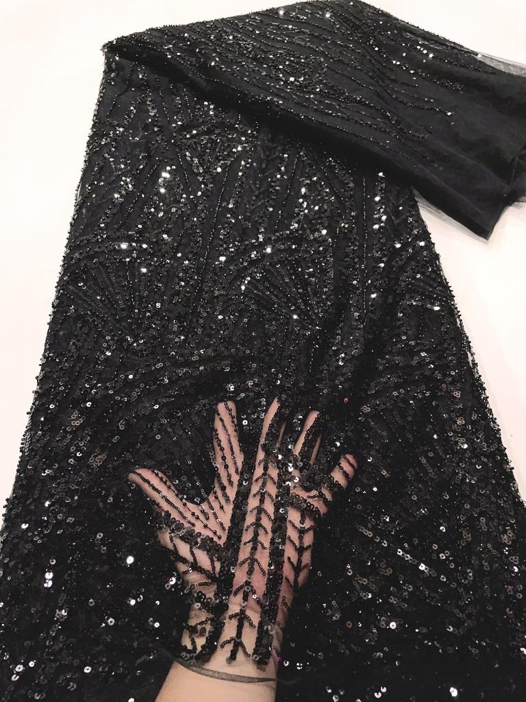 Африканское кружевное полотно 5 ярдов Новейшее нигерийское кружевное полотно Высококачественное вышитое сетчатое полотно Сетчатое кружево 2025 Французское кружево с пайетками