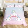 Children Cute Unicorn Duvet Cover Cartoon Bedding Set Rainbow Stripes Animals Children Kids Girls Gifts for Bedroom Decorations