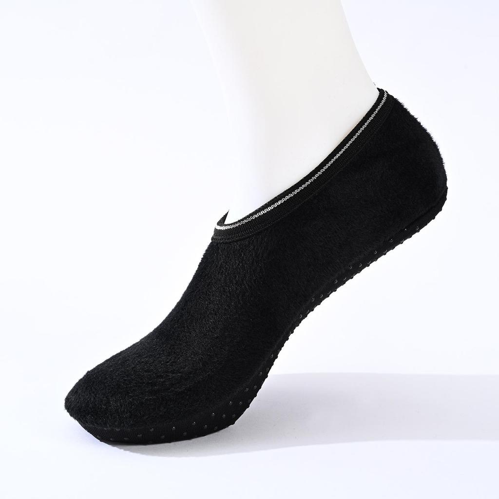 Женские однотонные нескользящие бархатные толстые носки для пола на осень и зиму