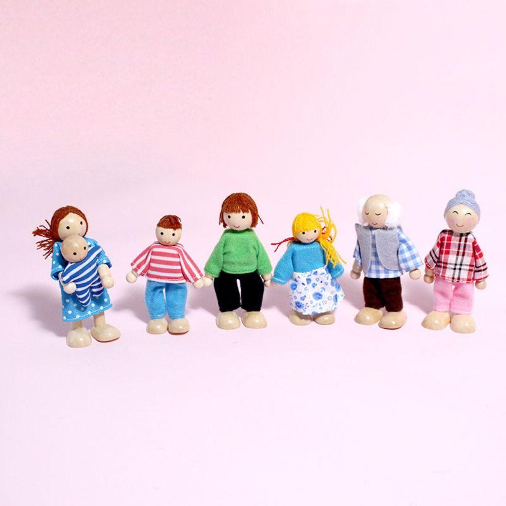 Разноцветные куклы-люди, семья, деревянная кукла, игрушка, набор фигурок, кукольный домик