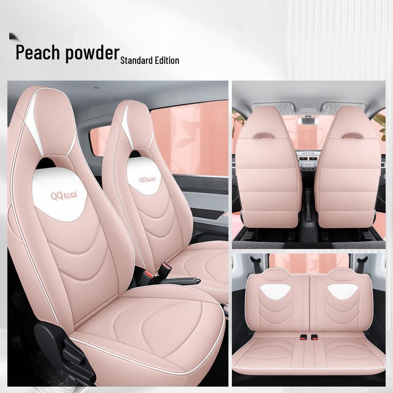 QQ Ice Cream Car Seat Cushion: Full Coverage Cartoon Leather Seat Cover for All Seasons