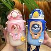 Детская бутылка для воды с соломинкой, летняя высокотемпературная наклейка, милая пластиковая чашка для воды, портативная студенческая девушка на открытом воздухе