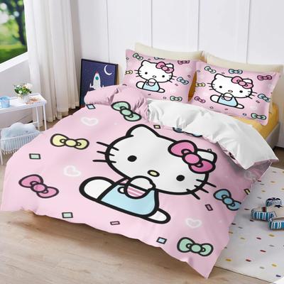Постельное белье с принтом Hello Kitty для спальни Комплект пододеяльника Рождественские подарки Комфорт Мультяшный С наволочкой