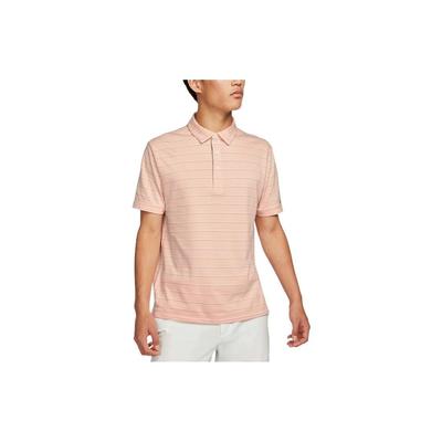 Dri-FIT Полосатые дышащие мужские рубашки-поло с короткими рукавами и воротником Arctic-Orange DH0892-800