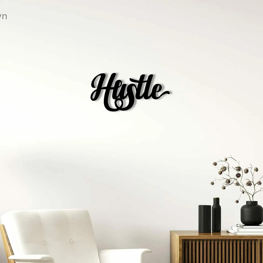 Настенный знак Hustle Metal, декоративный акцент в металлическом стиле, идеально подходит для гостиной и внутреннего декора, стильный штрих