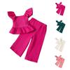 Комплект блузки с бантом для девочек - Топ для куклы и однотонные брюки