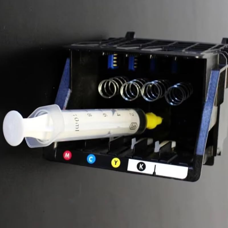 Набор для чистки печатающих головок, 5 шт. Шприц, Соединитель для сопла, Конвертер 4 мм, Желтый резиновый адаптер для струйных принтеров Epson Ecotank, HP, Brother