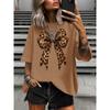 Fashion Women's Plus Size T-Shirt Original Design Leopard Bowknot Pattern Printed Women's Casual Round Neck Short Sleeved Tops