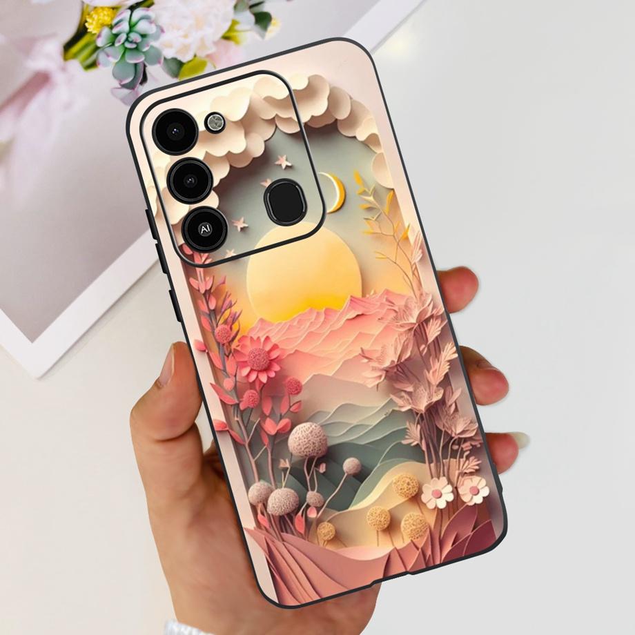 For Tecno Spark 8c spark8 Phone Case Spark GO 2022 Back Cover Matte Soft TPU Silicone Bumper Child Fashion Cartoon Pattern Funda