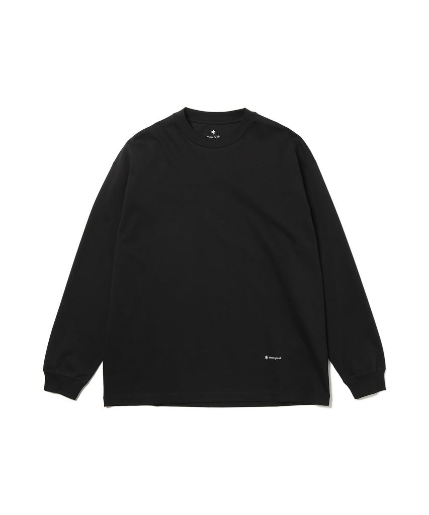 Snow Peak Organic Cotton Mercerized Long Sleeve Cut and and Black T-Shirt SW-25AU010, Sew, Men's Women's, Medium,